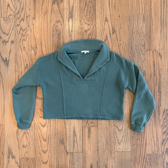 Z Supply Women’s Soho Fleece Weekender Cropped Sweatshirt Calypso Green X-Small - Picture 3 of 13